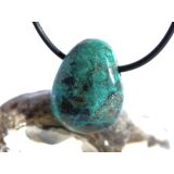 Chrysokoll Trommelstein gebohrt - ca. 2,5 cm x 2 cm x 1,3 cm - Sonderpreis wg.Makel -