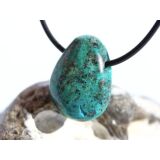 Chrysokoll Trommelstein gebohrt - ca. 2,5 cm x 2 cm x 1,3 cm - Sonderpreis wg.Makel -
