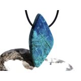 Chrysokoll XXL Schmuckstein / Scheibenstein gebohrt - AA-Sonderqualität - Handarbeit - ca. 5,5 cm x 2,5 cm x 0,9 cm