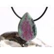 Rubin-Zoisit (Anyolith) Schmuckstein mit Rohsteinform gebohrt - AA-Sonderqualität - Handarbeit - ca. 3,2 cm x 2,1 cm x 1,5 cm