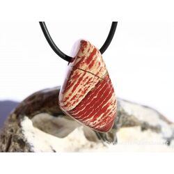 Schlangenhautjaspis (Jaspis rot) Trommelstein / Schmuckstein gebohrt - Sonderqualitt - ca. 3,1 cm x 1,9 cm x 1,9 cm (Fairer Handel / GKS)