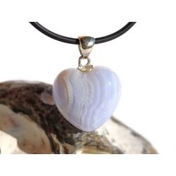 Chalcedon blau gebndert Herz Schmuckstein Cabochon - Silberse - Schmuckdose - Sonderqualitt - ca. 2,8 cm x 2 cm x 1,2 cm