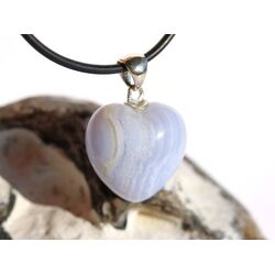 Chalcedon blau gebndert Herz Schmuckstein Cabochon - Silberse - Schmuckdose - Sonderqualitt - ca. 2,8 cm x 2 cm x 1,2 cm