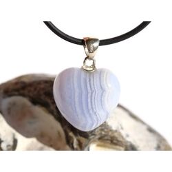 Chalcedon blau gebndert Herz Schmuckstein Cabochon - Silberse - Schmuckdose - Sonderqualitt - ca. 2,8 cm x 2 cm x 1,2 cm