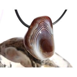Achat braun-wei (Botswana) Trommelstein gebohrt - schne Qualitt - ca. 3,3 cm x 2,7 cm x 1,7 cm - Sonderpreis wg. Makel -
