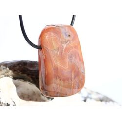 Achat apricot (Aprikosenachat / Aprico-Achat) XXL Trommelstein gebohrt - ca. 3,9 cm x 2,7 cm x 1,7 cm