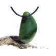 Nephrit-Jade XL Schmuckstein / Scheibenstein gebohrt - Sonderqualität - Handarbeit - ca. 3,6 cm x 2,5 cm x 0,7 cm
