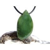 Nephrit-Jade XL Schmuckstein / Scheibenstein gebohrt - Sonderqualität - Handarbeit - ca. 3,7 cm x 2,3 cm x 0,6 cm