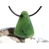 Nephrit-Jade Schmuckstein / Scheibenstein gebohrt - Sonderqualität - Handarbeit - ca. 3,3 cm x 2,5 cm x 0,7 cm