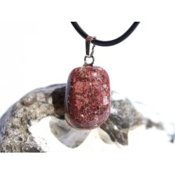 Thulit (Zoisit) Trommelstein Anhänger Silberöse - ca. 2,8 cm x 1,4 cm x 1 cm