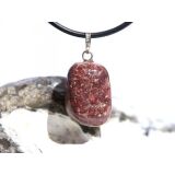 Thulit (Zoisit) Trommelstein Anhänger Silberöse - ca. 2,8 cm x 1,4 cm x 1 cm