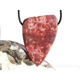 Thulit XXXL Schmuckstein / Scheibenstein gebohrt (Zoisit) - Sonderqualität - Handarbeit - ca. 5,7 cm x 3,9 cm x 1,2 cm