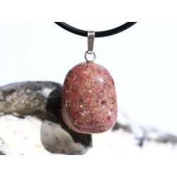 Thulit (Zoisit) Trommelstein Anhänger Silberöse - ca. 3 cm x 1,7 cm x 1,3 cm