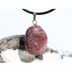 Thulit (Zoisit) Trommelstein Anhänger Silberöse - ca. 3,1 cm x 1,8 cm x 1 cm